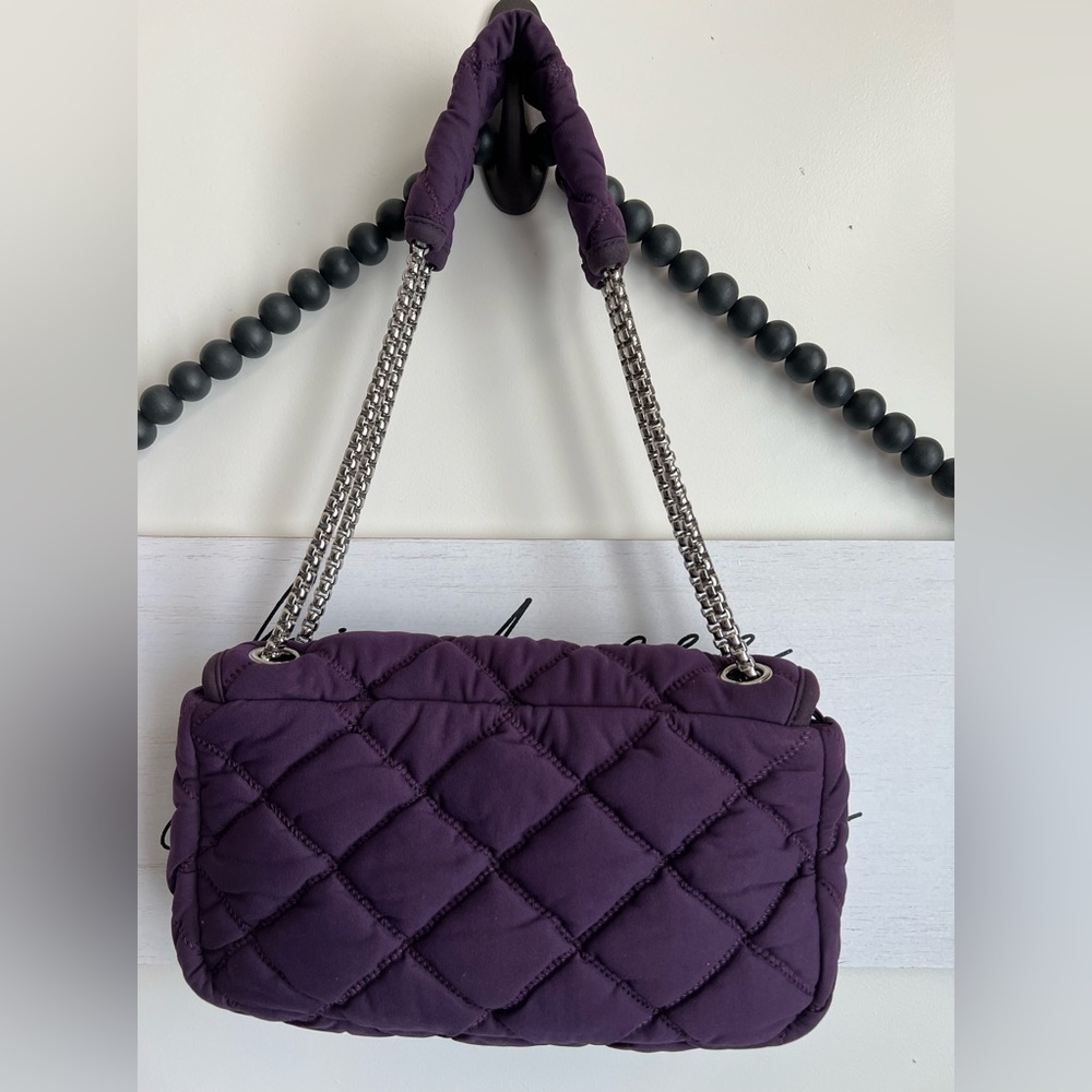 CHANEL Purple Quilted Bubble Shoulder Bag Silver CC Chain Strap Purse HOST PICK - Picture 5 of 17